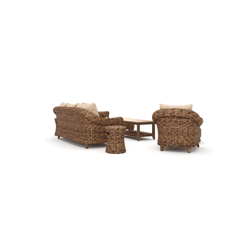 Heritage Brown 8-Piece Wicker Outdoor Sofa Set with Beige Cushions