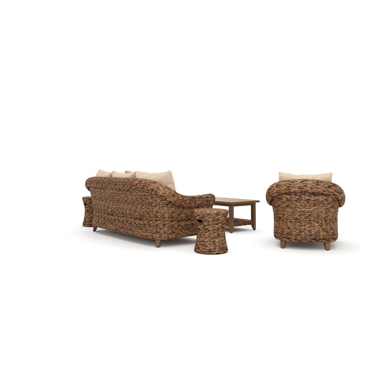 Heritage Brown 8-Piece Wicker Outdoor Sofa Set with Beige Cushions
