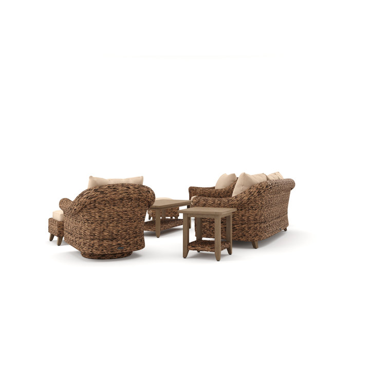 Cayman 8 Piece Beige Rattan Seating Group with Sunbrella Cushions