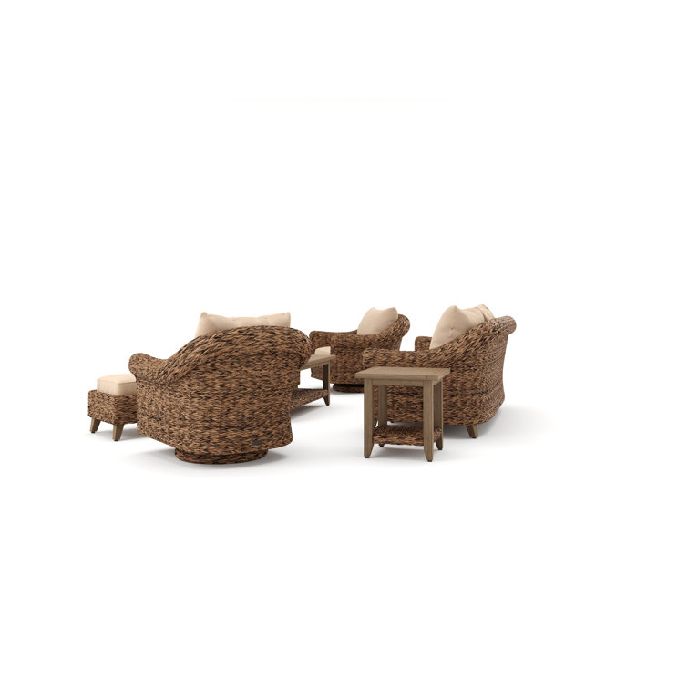 Cayman 8 Piece Beige Rattan Seating Group with Sunbrella Cushions