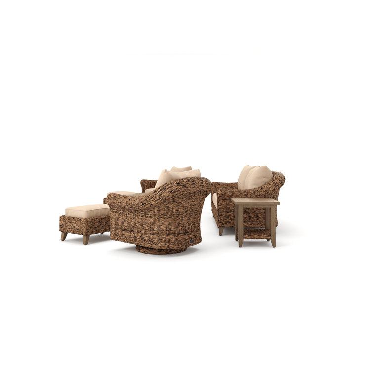 Cayman 8 Piece Beige Rattan Seating Group with Sunbrella Cushions