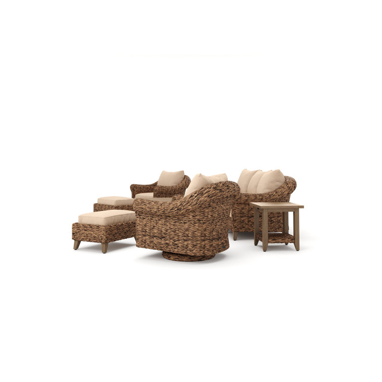 Cayman 8 Piece Beige Rattan Seating Group with Sunbrella Cushions