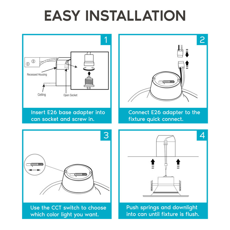 Modern 5/6 Inch Color Selectable LED Recessed Downlight Kit, 12-Pack