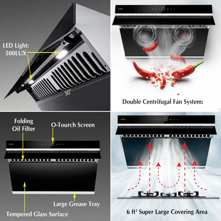 FOTILE 30" Black Stainless Steel Under Cabinet Range Hood