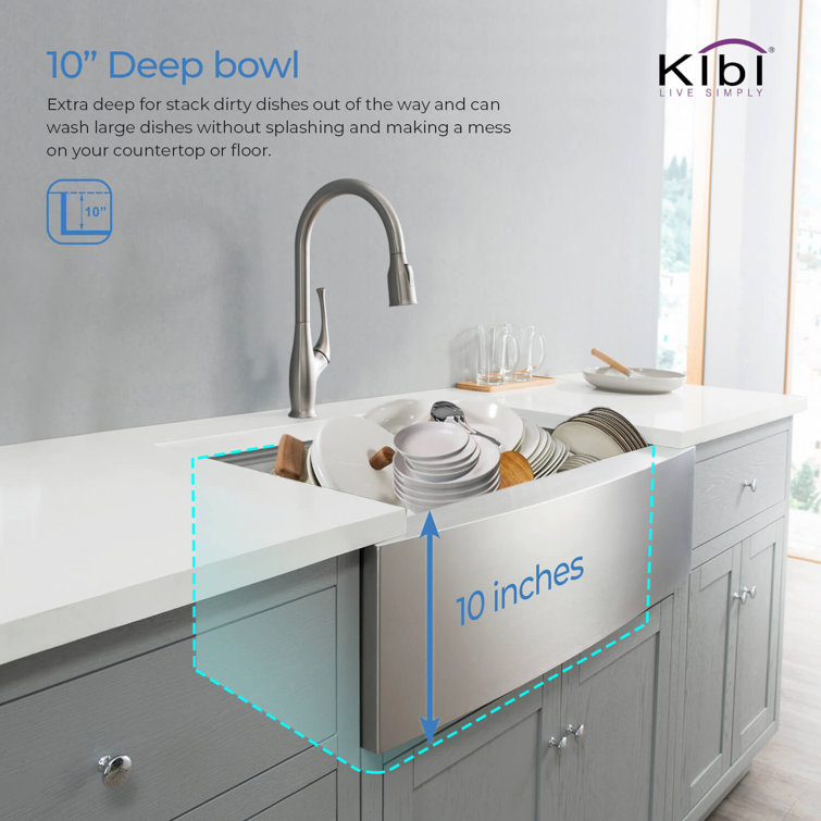 30'' Satin Stainless Steel Farmhouse Single Bowl Kitchen Sink