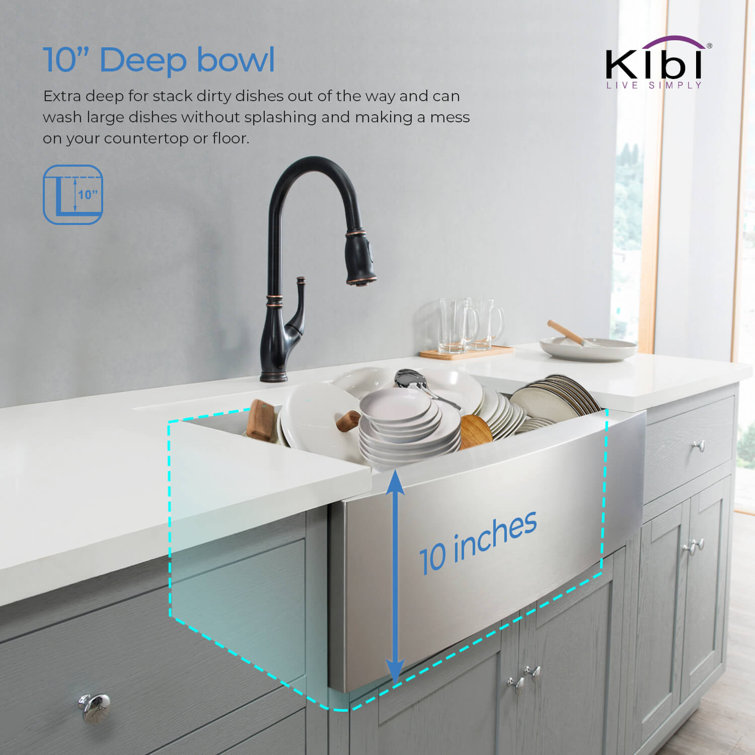 33'' Stainless Steel Farmhouse Apron Single Bowl Kitchen Sink