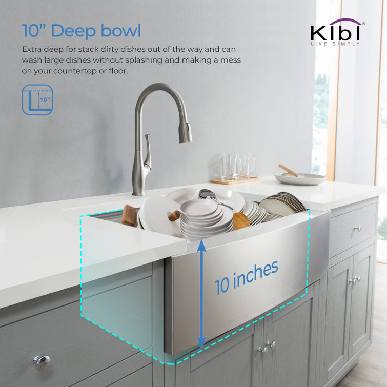 33'' Stainless Steel Farmhouse Apron Single Bowl Kitchen Sink