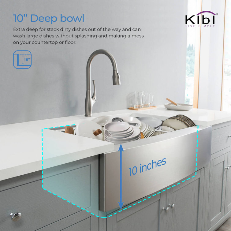 36'' Stainless Steel Farmhouse Apron Single Bowl Kitchen Sink