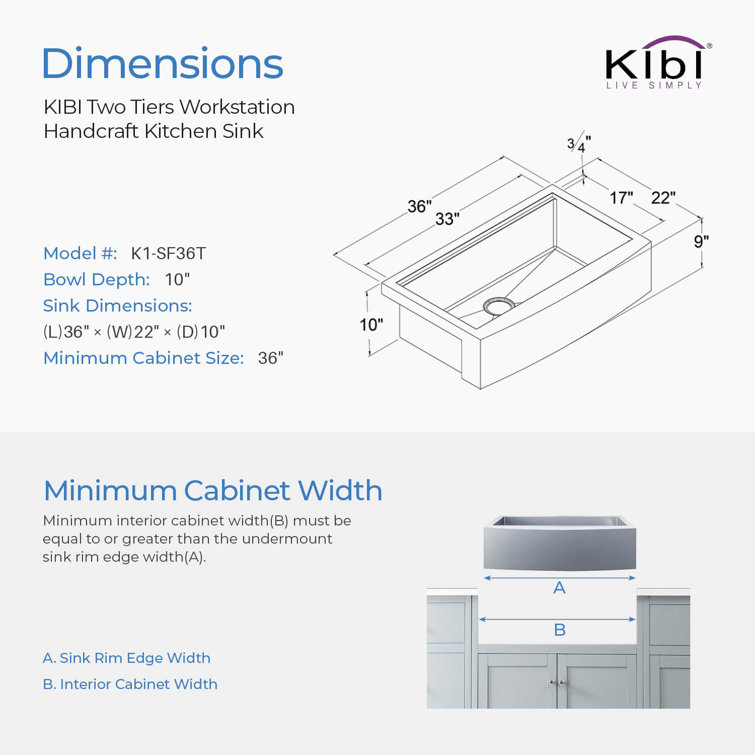 36'' Stainless Steel Farmhouse Apron Single Bowl Kitchen Sink