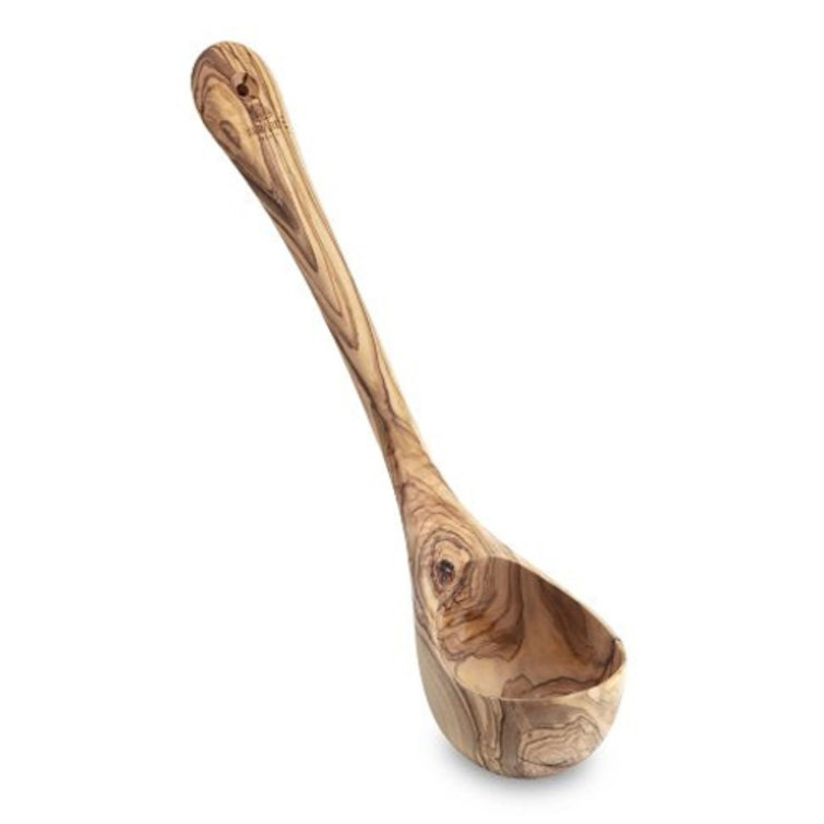 Handcrafted Medium Wood Olive Cooking Ladle with Ergonomic Handle
