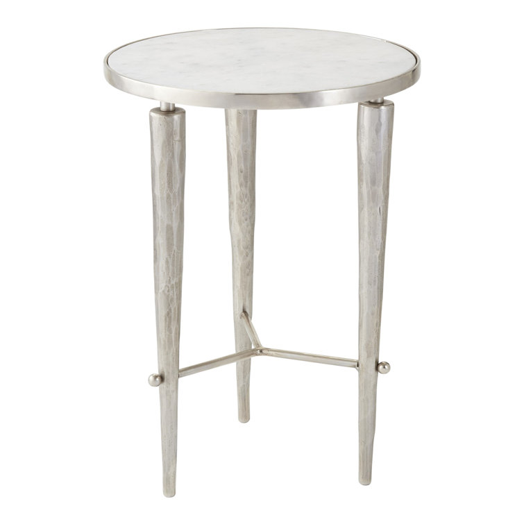 Round Stone and Metal 17" End Table