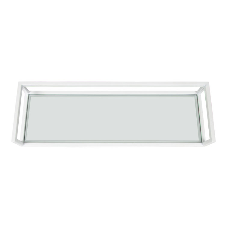 White Glass Rectangular Wall Shelf with Metal Frame