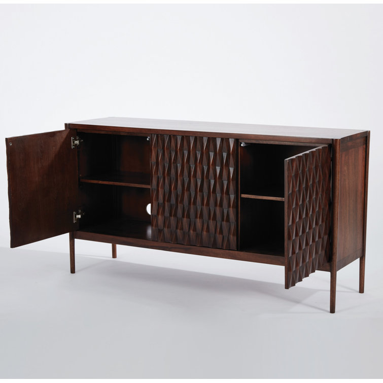 Kerf Walnut Mango Wood Geometric Cabinet