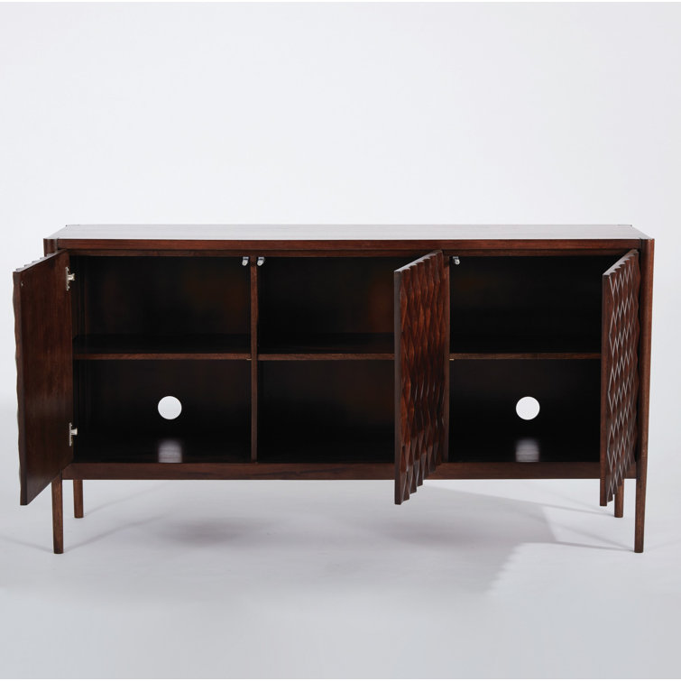Kerf Walnut Mango Wood Geometric Cabinet