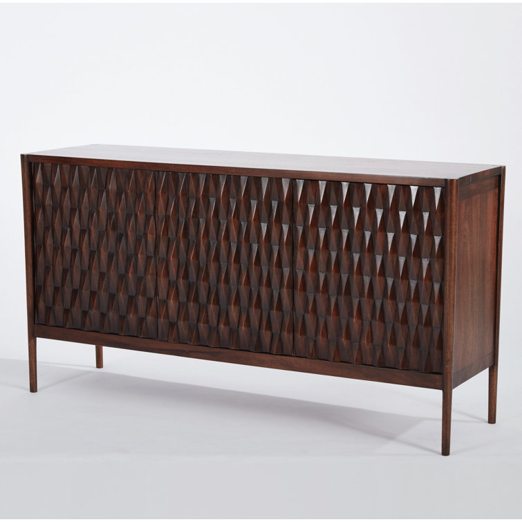 Kerf Walnut Mango Wood Geometric Cabinet