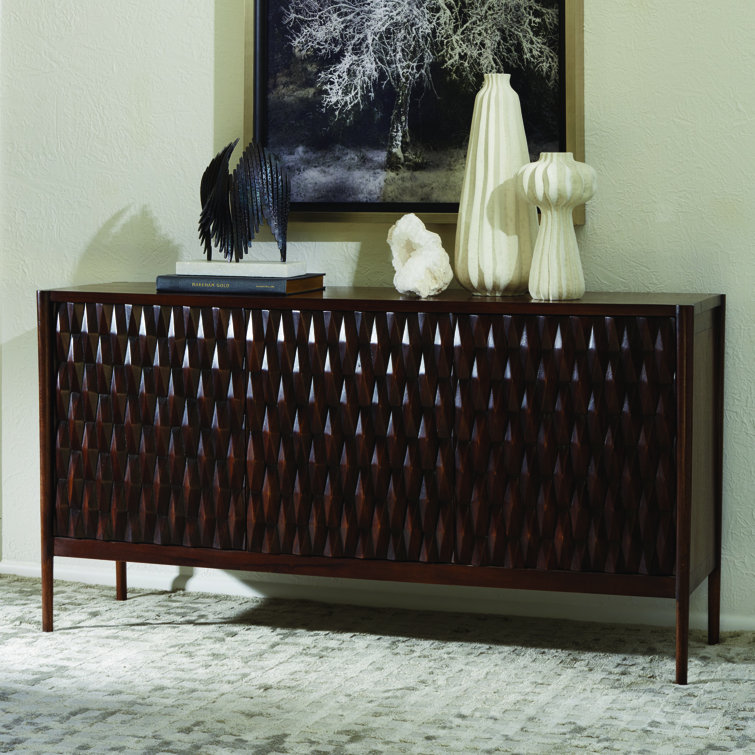 Kerf Walnut Mango Wood Geometric Cabinet