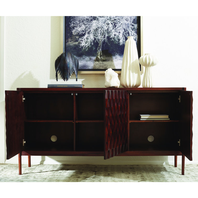 Kerf Walnut Mango Wood Geometric Cabinet