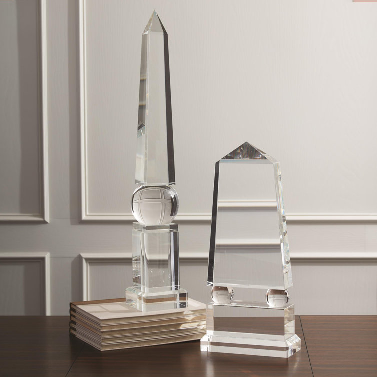Tall Clear Crystal Obelisk Figurine