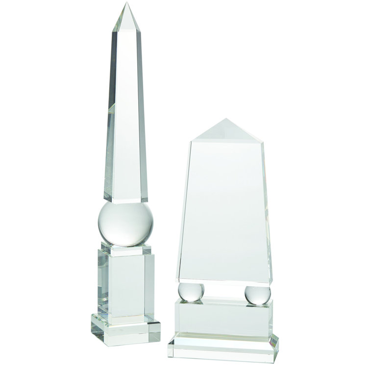 Tall Clear Crystal Obelisk Figurine