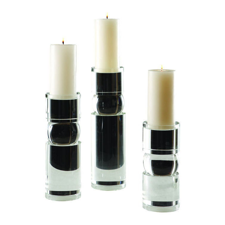 Elegant 11.5" Crystal Glass Candlestick Holder for 3" Pillar