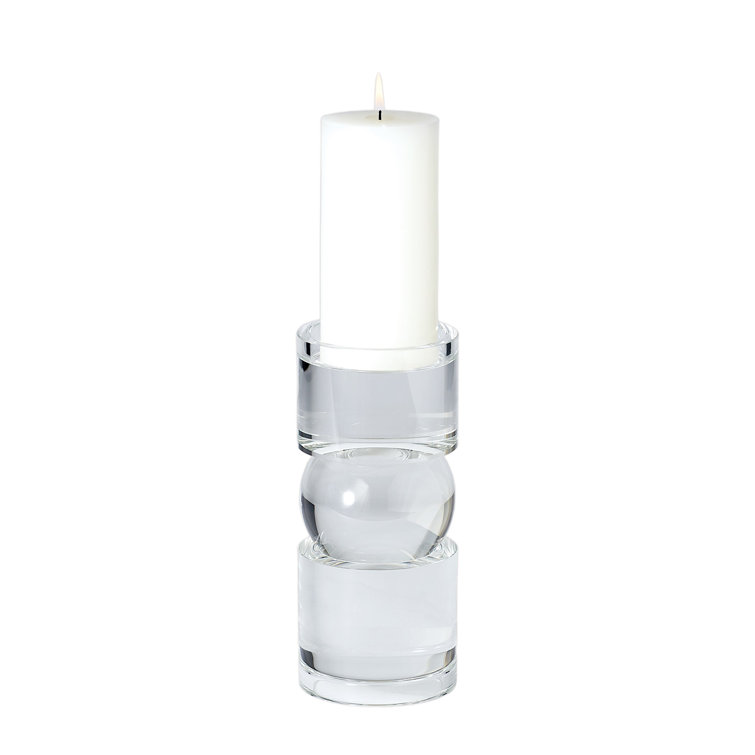 Elegant 9" Crystal Glass Candlestick Holder for 3" Pillar