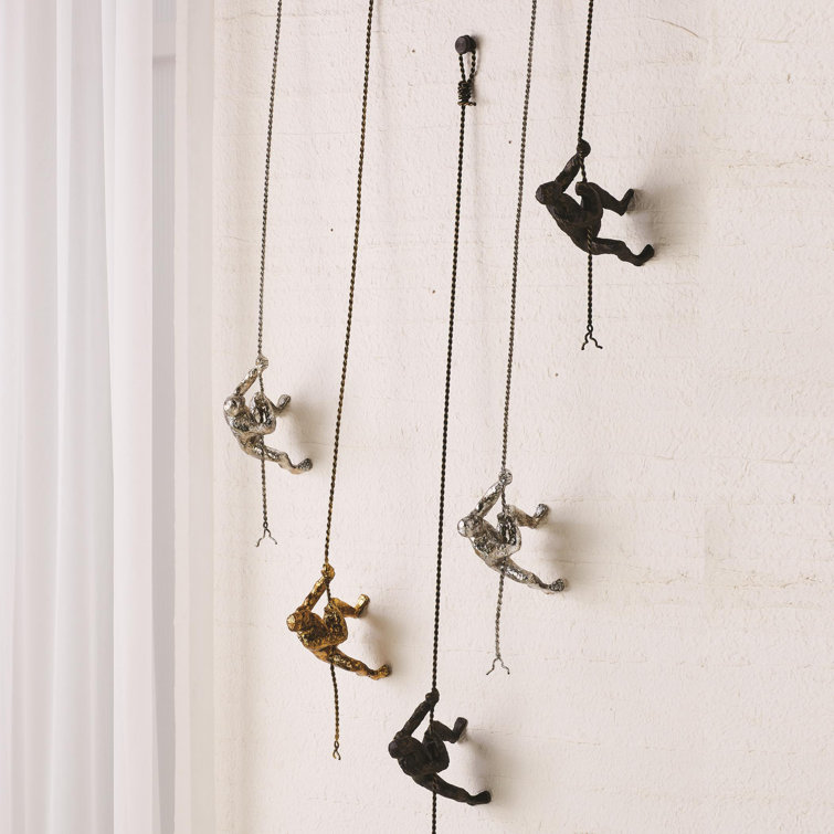Bronze Climbing Man Wall Mounted Sculpture