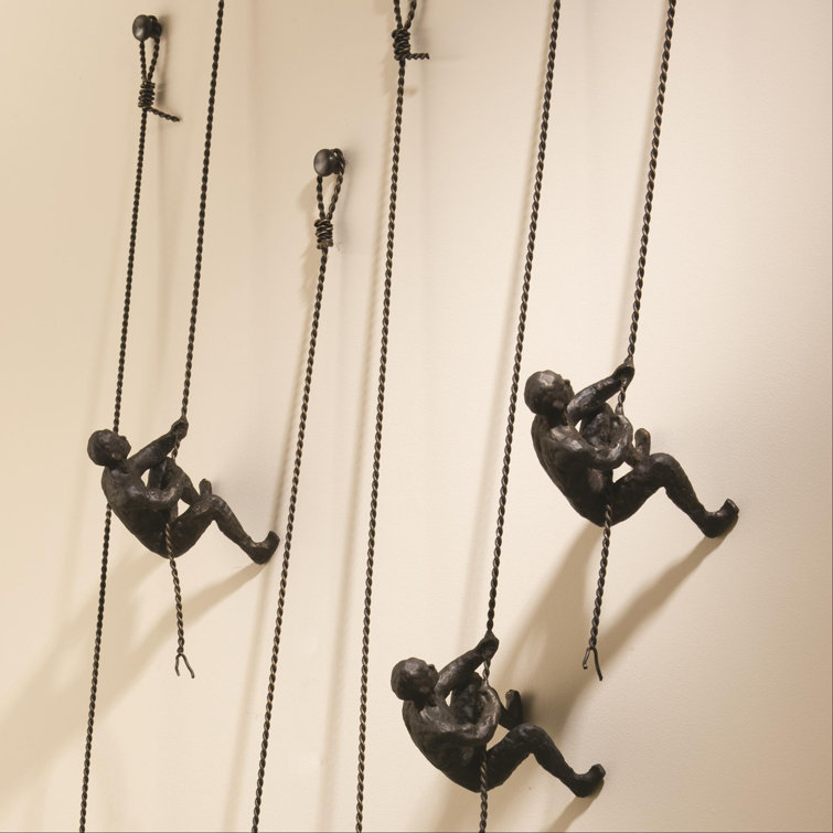 Bronze Climbing Man Wall Mounted Sculpture