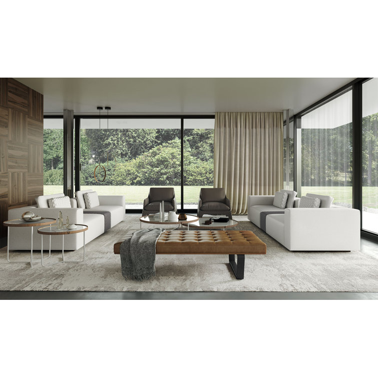 Charlton 66'' Walnut Legs Aged Caramel Leather Bench