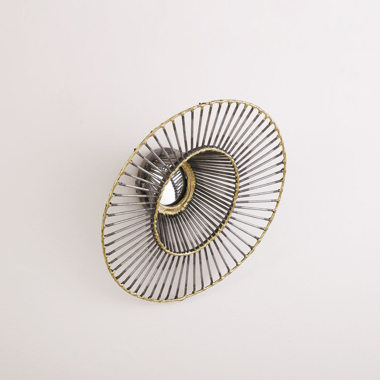12" Round Bronze & Gold Tilt-A-Wire Wall Mirror