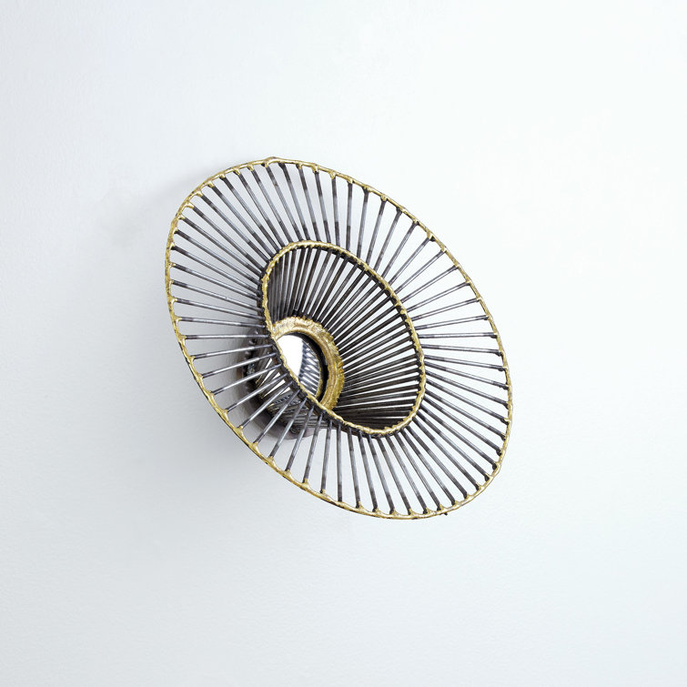 12" Round Bronze & Gold Tilt-A-Wire Wall Mirror