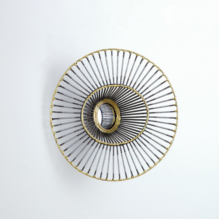 12" Round Bronze & Gold Tilt-A-Wire Wall Mirror