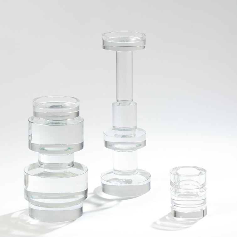 Brilliant Crystal Round Pillar Candle Holder, Small