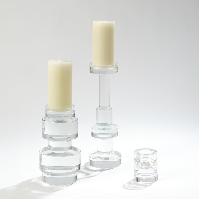 Brilliant Crystal Round Pillar Candle Holder, Small