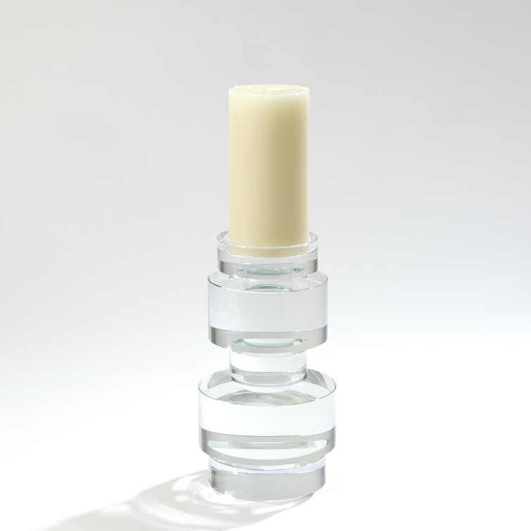 Brilliant Crystal Round Pillar Candle Holder, Small