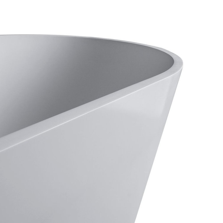 59" White Freestanding Acrylic Soaking Bathtub with Chrome Overflow