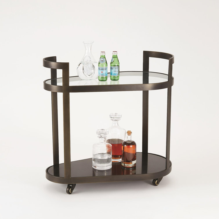 Regan Antique Gunmetal Oval Bar Cart with Storage