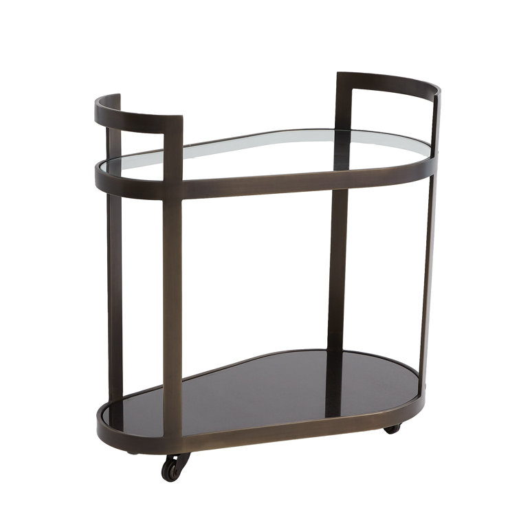 Regan Antique Gunmetal Oval Bar Cart with Storage