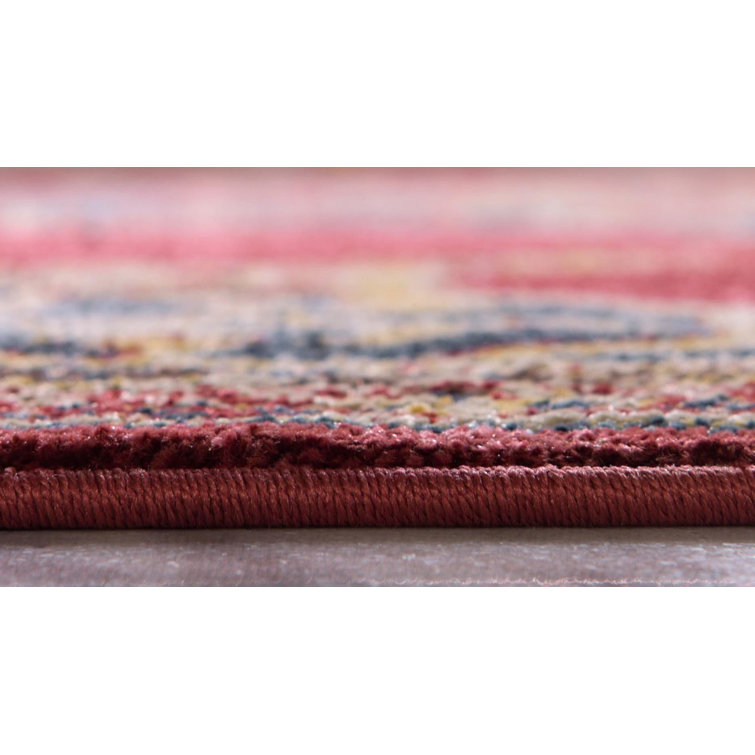 Eden Burgundy and Blue Oriental Synthetic Area Rug