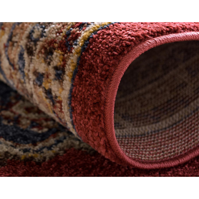 Eden Burgundy and Blue Oriental Synthetic Area Rug