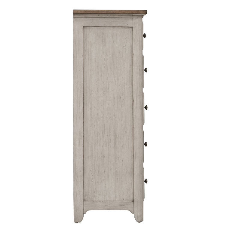 Ayden Antique White 5-Drawer Farmhouse Chest with Cedar Lining