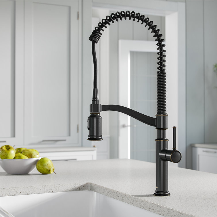 Oil Rubbed Bronze Commercial Pull-Down Kitchen Faucet