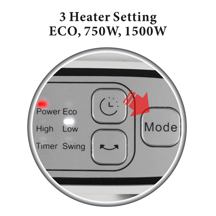 Compact Gray Ceramic Oscillating Heater with Thermostat & Auto Shut-off
