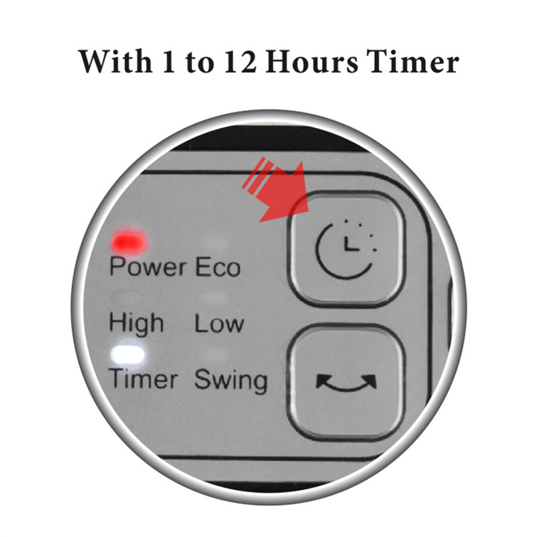 Compact Gray Ceramic Oscillating Heater with Thermostat & Auto Shut-off