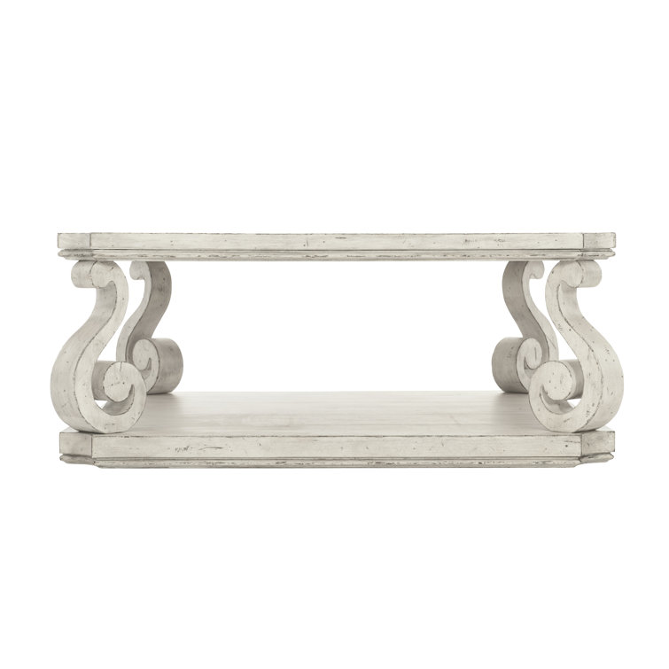 Off-White French Country Wood Storage Coffee Table