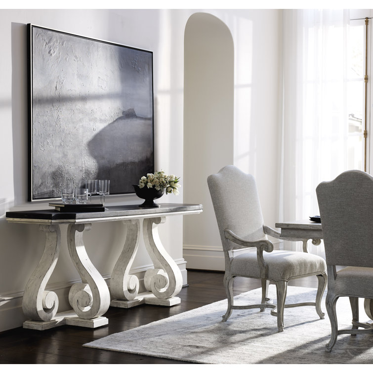 Mirabelle French Country 80'' Black and Off-White Console Table with Storage