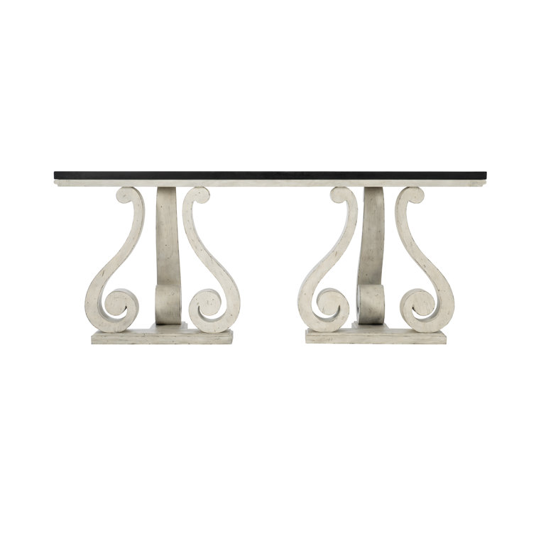 Mirabelle French Country 80'' Black and Off-White Console Table with Storage