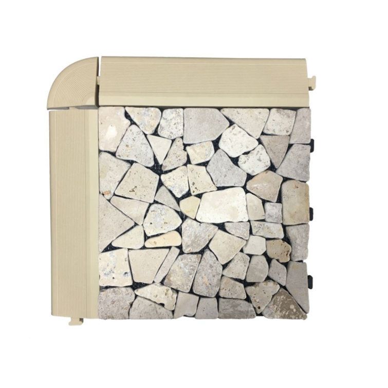 Off-White Plastic Interlocking Deck Tile Kit with Edges