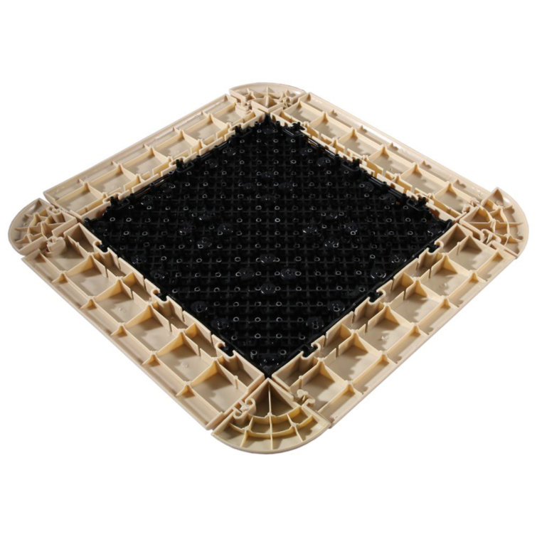 Off-White Plastic Interlocking Deck Tile Kit with Edges