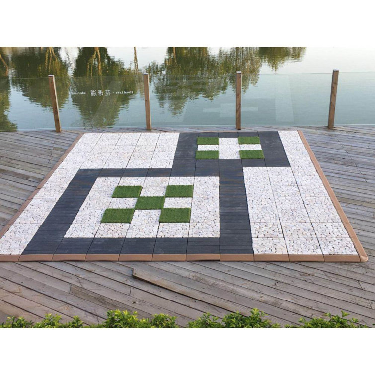 Off-White Plastic Interlocking Deck Tile Kit with Edges