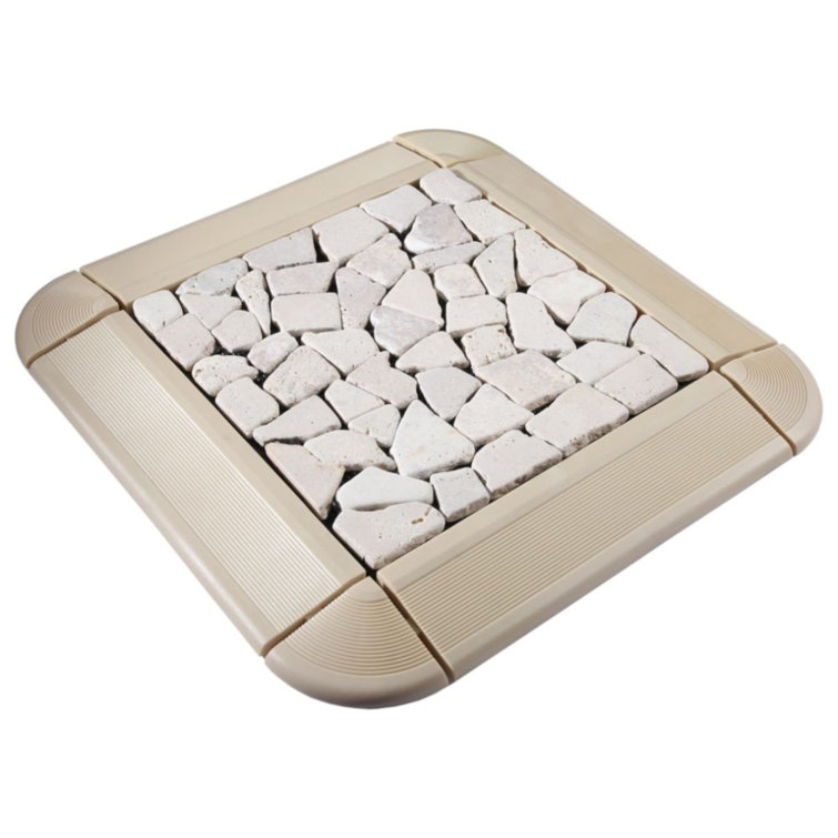 Off-White Plastic Interlocking Deck Tile Kit with Edges
